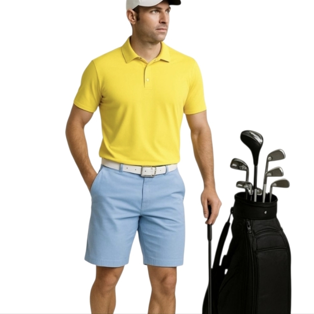 Walter Hagan Performance 11 Men's Light Blue Plaid Golf Pickleboard Shor…